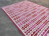 Modern Handmade Cotton Red And White Marianne Rug