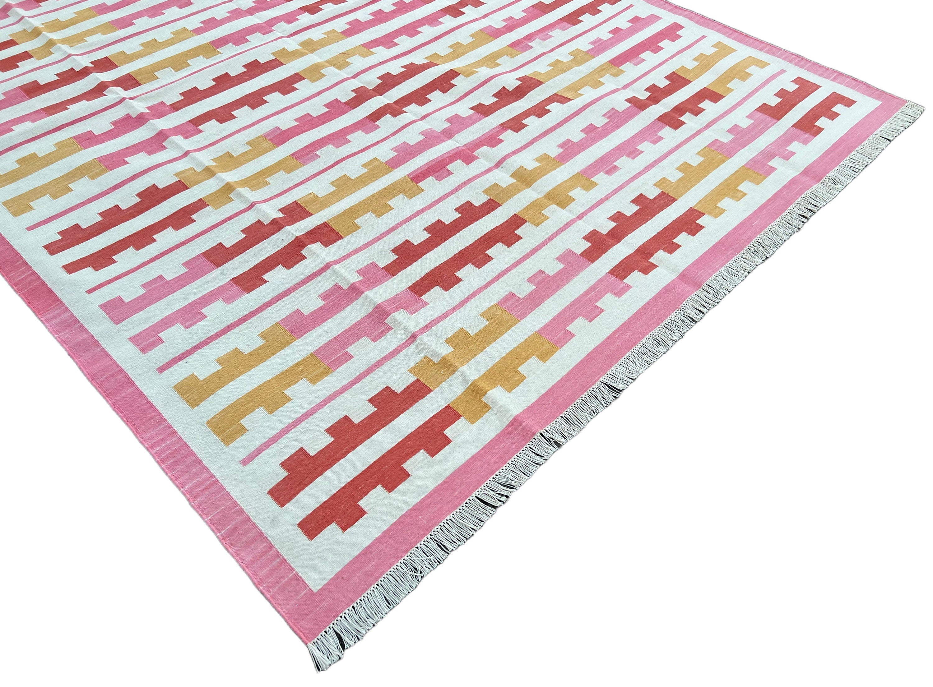 Modern Handmade Cotton Zig Zag Striped Rug