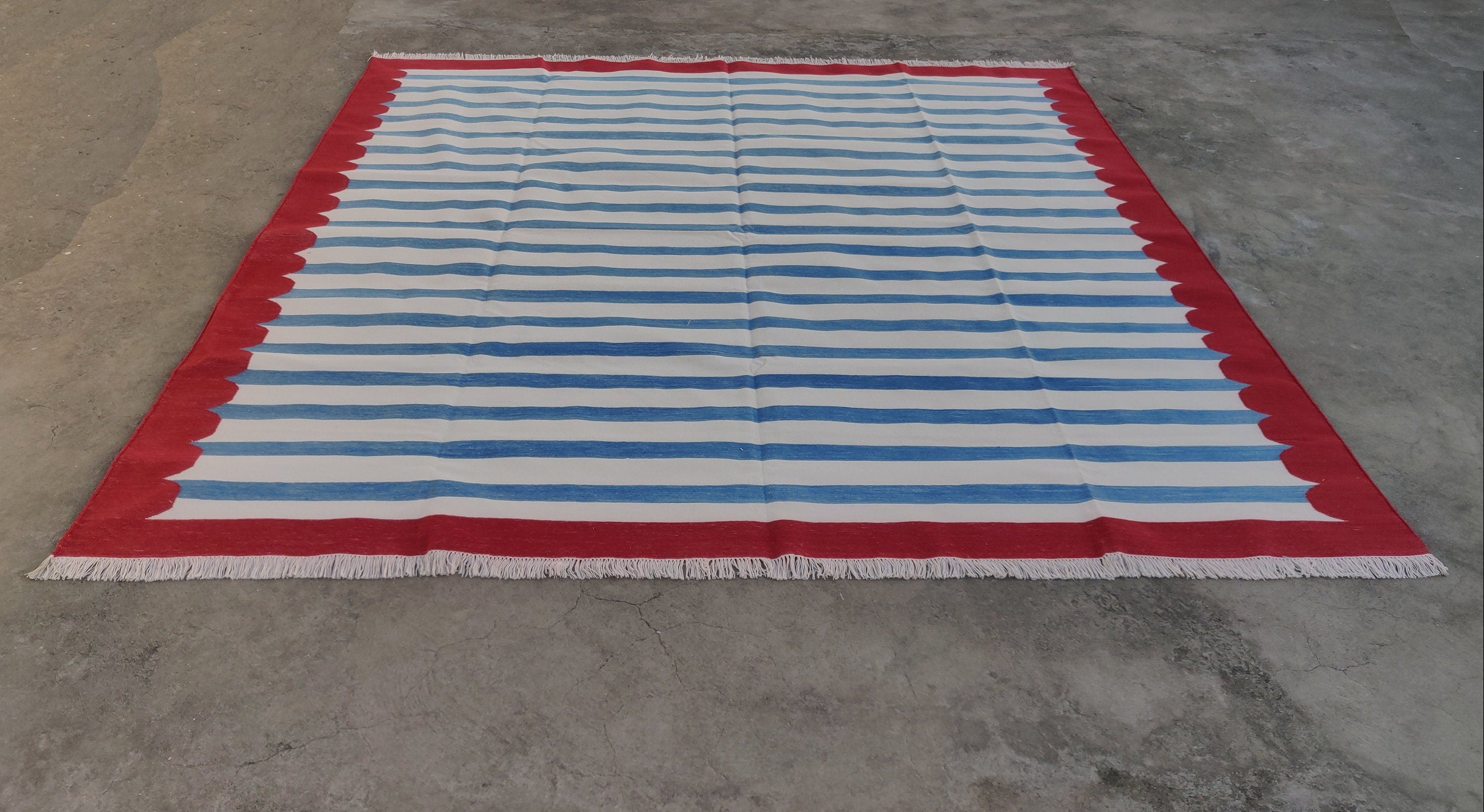 Modern Handmade Cotton Striped Rug