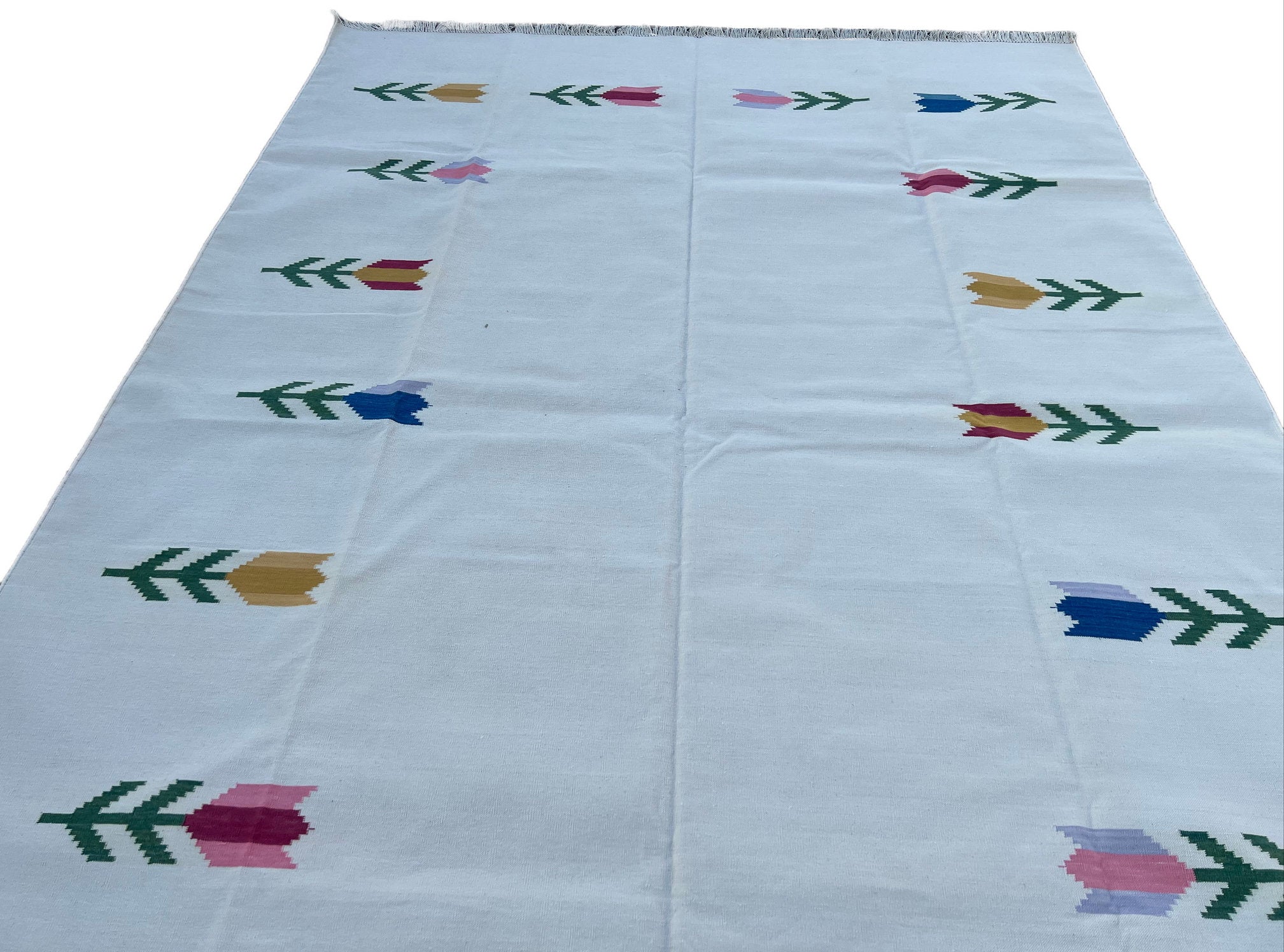 Modern Handmade Cotton Tree Leaf Rug