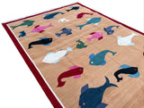 Modern Handmade Cotton Tree/ Leaf Rug