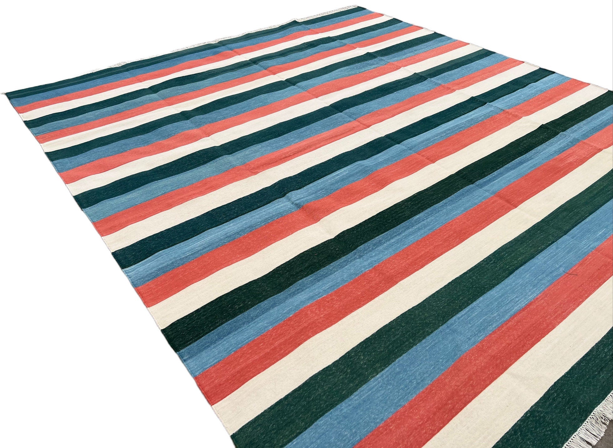 Modern Handmade Cotton Striped Rug