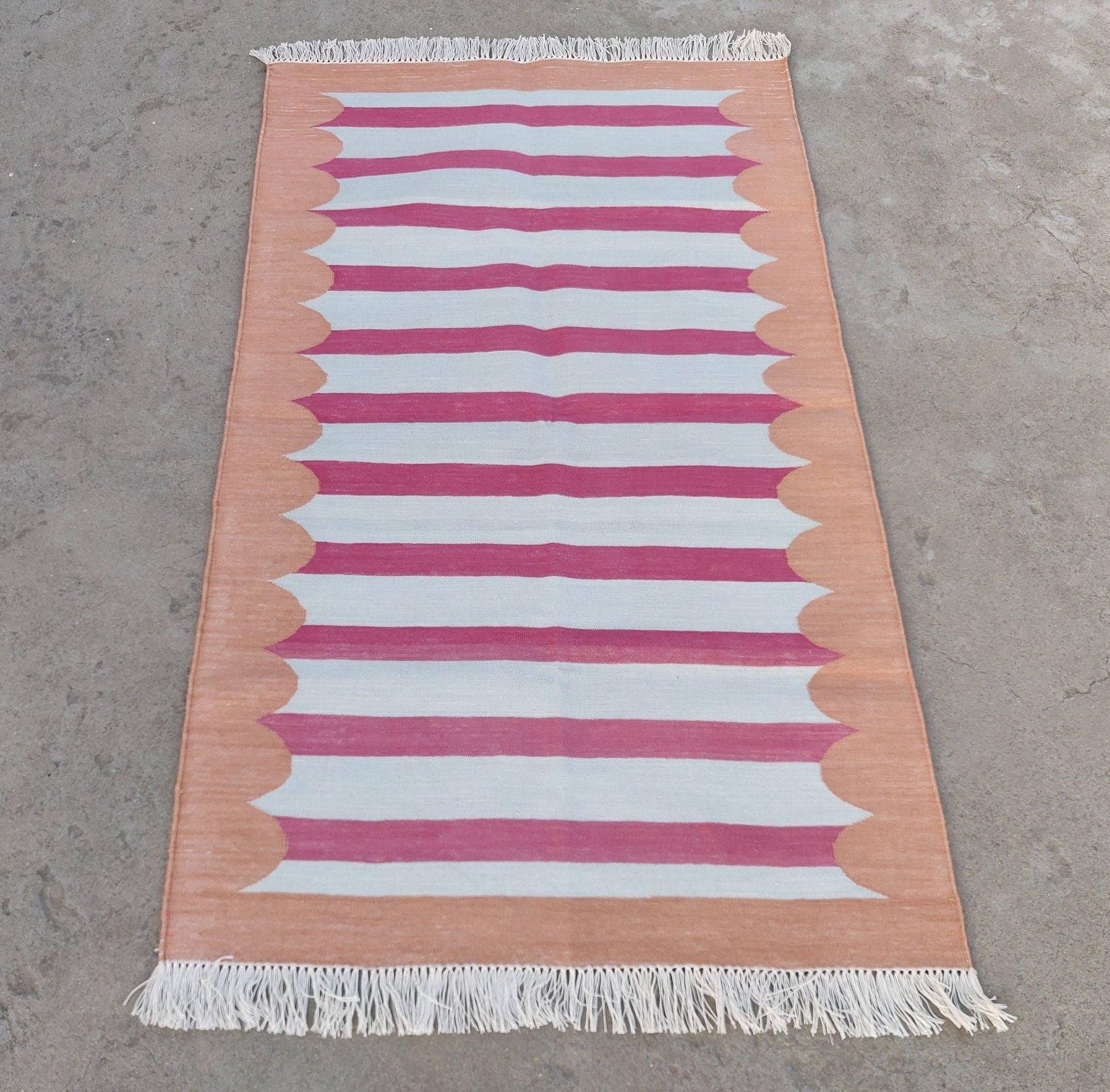 Modern Handmade Cotton Striped Rug