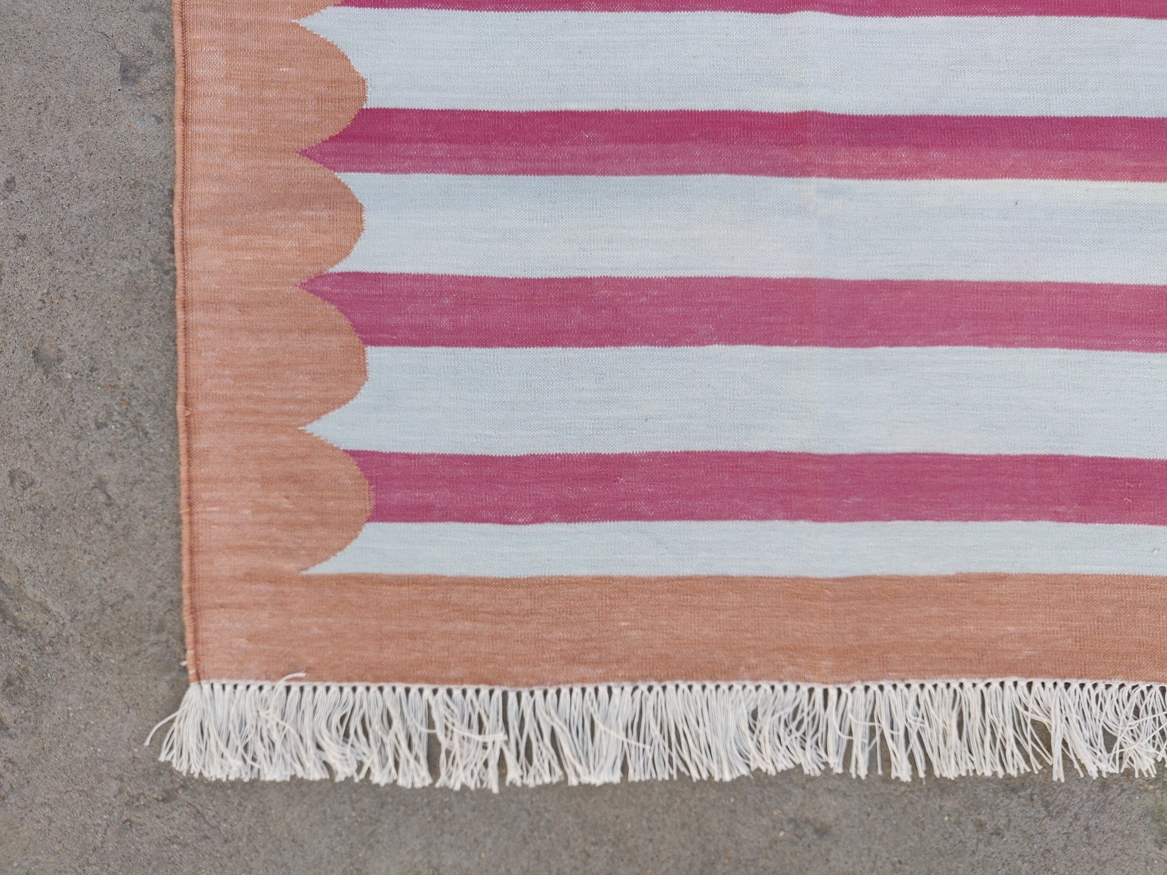 Modern Handmade Cotton Striped Rug