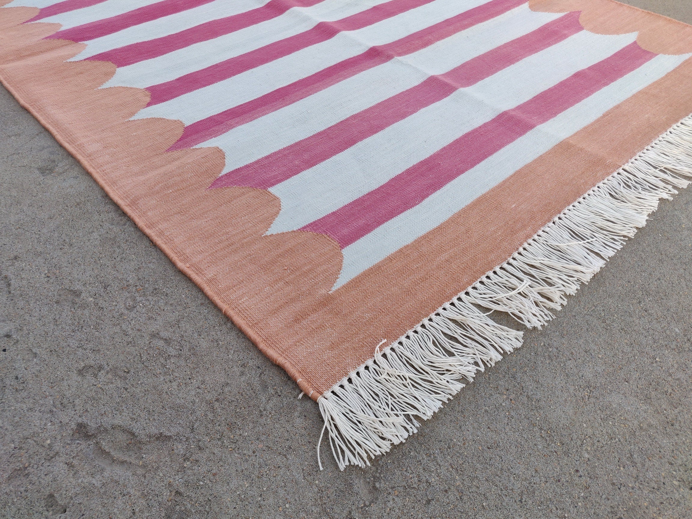 Modern Handmade Cotton Striped Rug