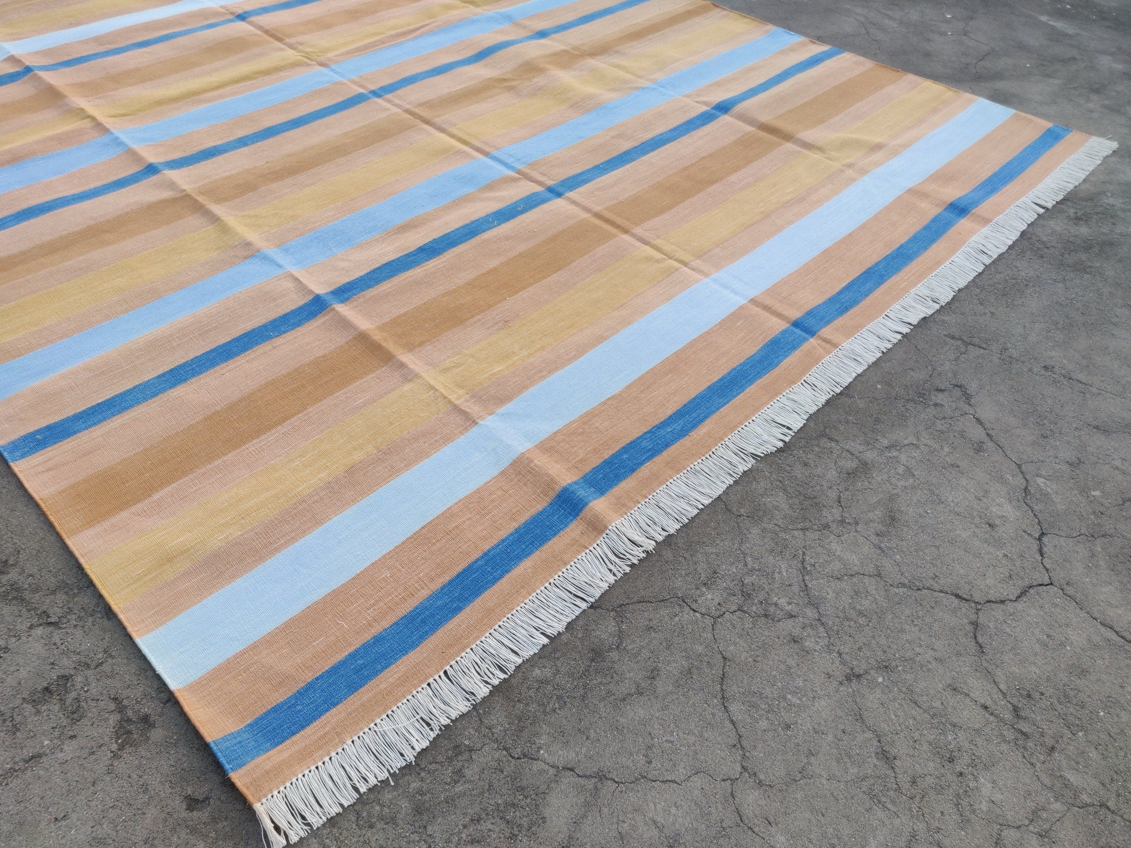 Modern Handmade Cotton Striped Rug