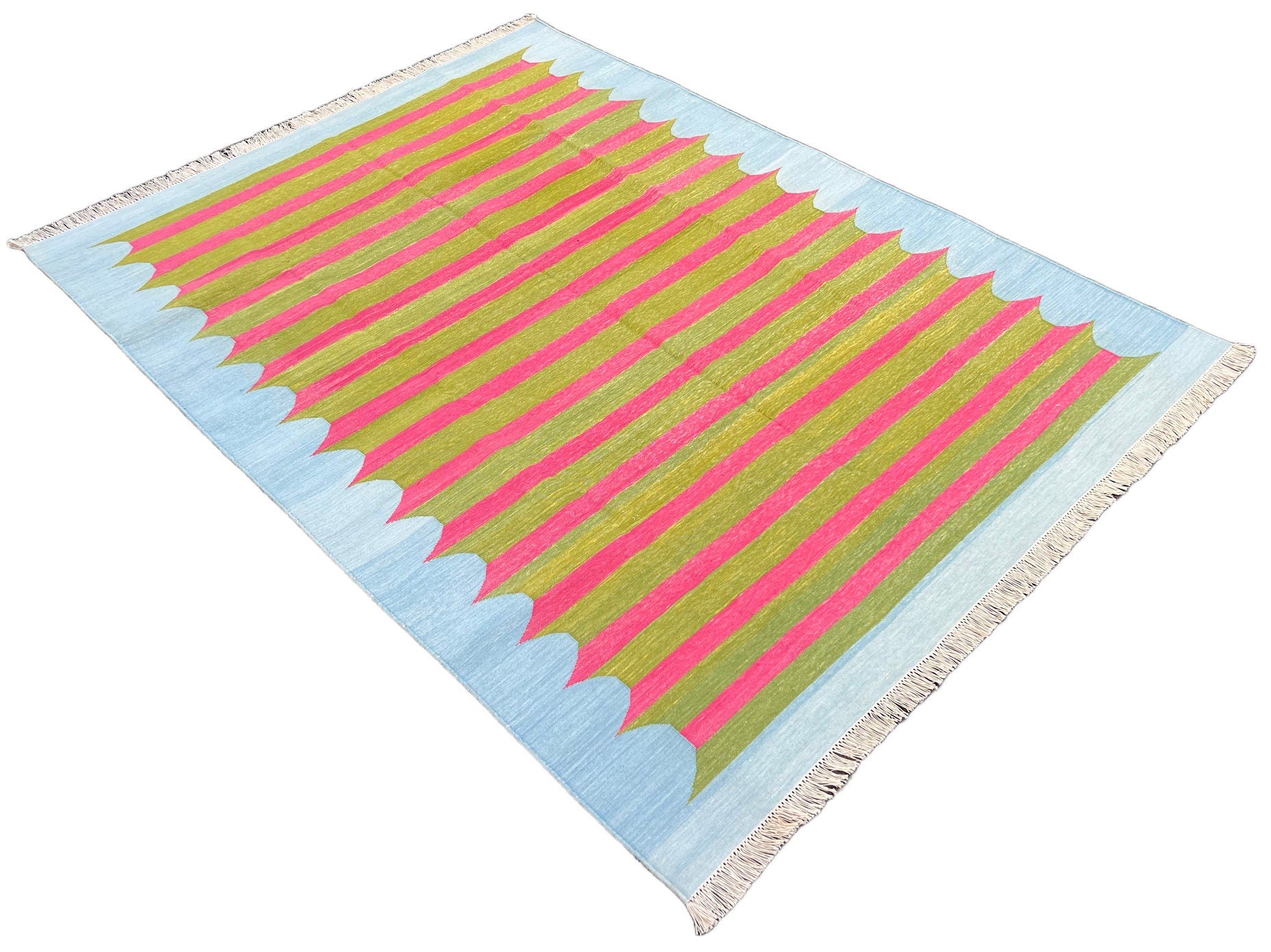 Modern Handmade Cotton Striped Rug