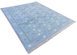 Modern Handmade Cotton Area Flat Weave Rug, Blue & Lavender Star Dhurrie-6476