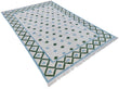 Modern Handmade Cotton Sky Blue And Green Geometric Star Rug-6065