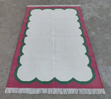 Modern Handmade Cotton Scalloped Rug