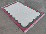 Modern Handmade Cotton Scalloped Rug