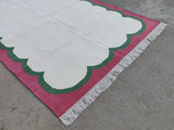 Modern Handmade Cotton Scalloped Rug