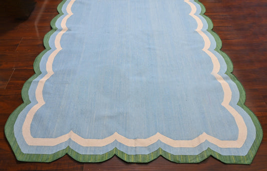 Modern Handmade Cotton Scalloped Rug