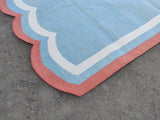 Modern Handmade Cotton Scalloped Rug