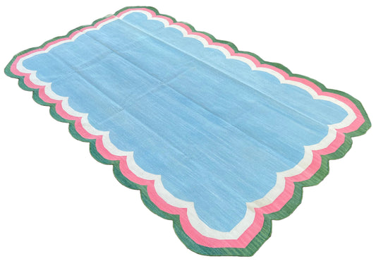 Modern Handmade Cotton Scalloped Rug