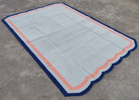 Modern Handmade Cotton Scalloped Rug