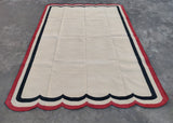 Modern Handmade Cotton Scalloped Rug