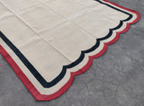 Modern Handmade Cotton Scalloped Rug