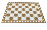 Modern Handmade Cotton Tan And White Geometric Tile Star Rug-6519