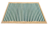 Modern Handmade Cotton Green And Mustard Striped Rug-6521