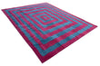 Modern Handmade Cotton Blue and Pink Flat Weave Striped Rug-6524