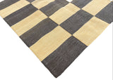 Modern Handmade Cotton Checked Rug