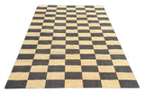 Modern Handmade Cotton Checked Rug