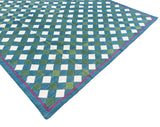 Modern Handmade Cotton Checked Rug