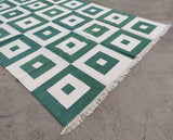 Modern Handmade Cotton Checked Rug