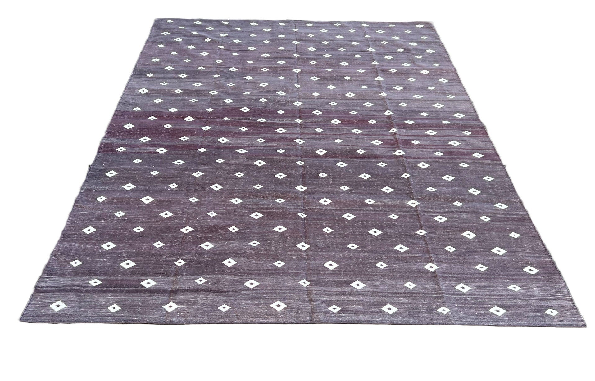 Modern Handmade Cotton Diamond/ Leaf Rug