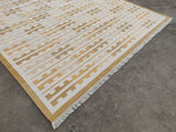 Modern Handmade Cotton Yellow and White Marianne Striped Rug