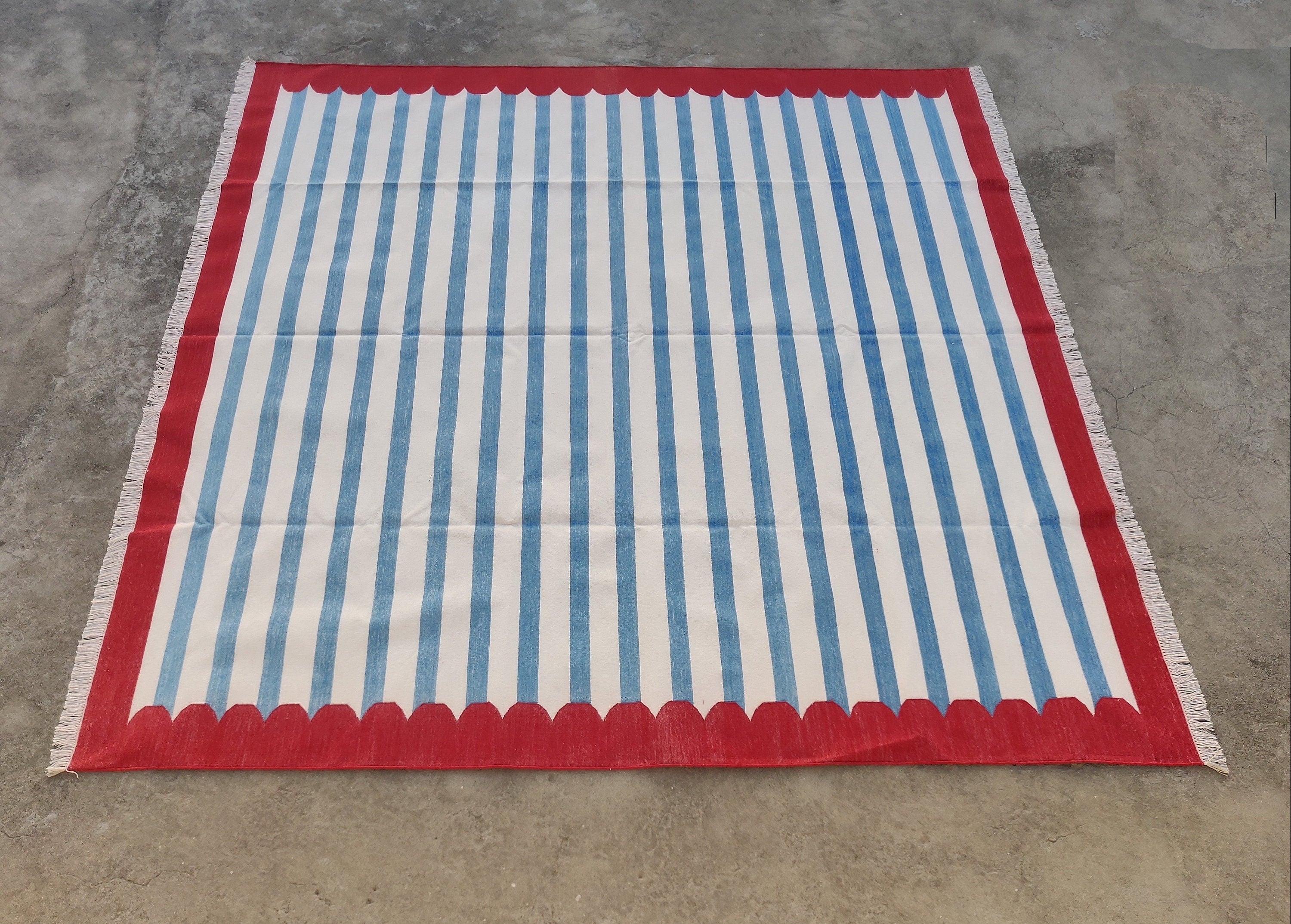 Modern Handmade Cotton Striped Rug