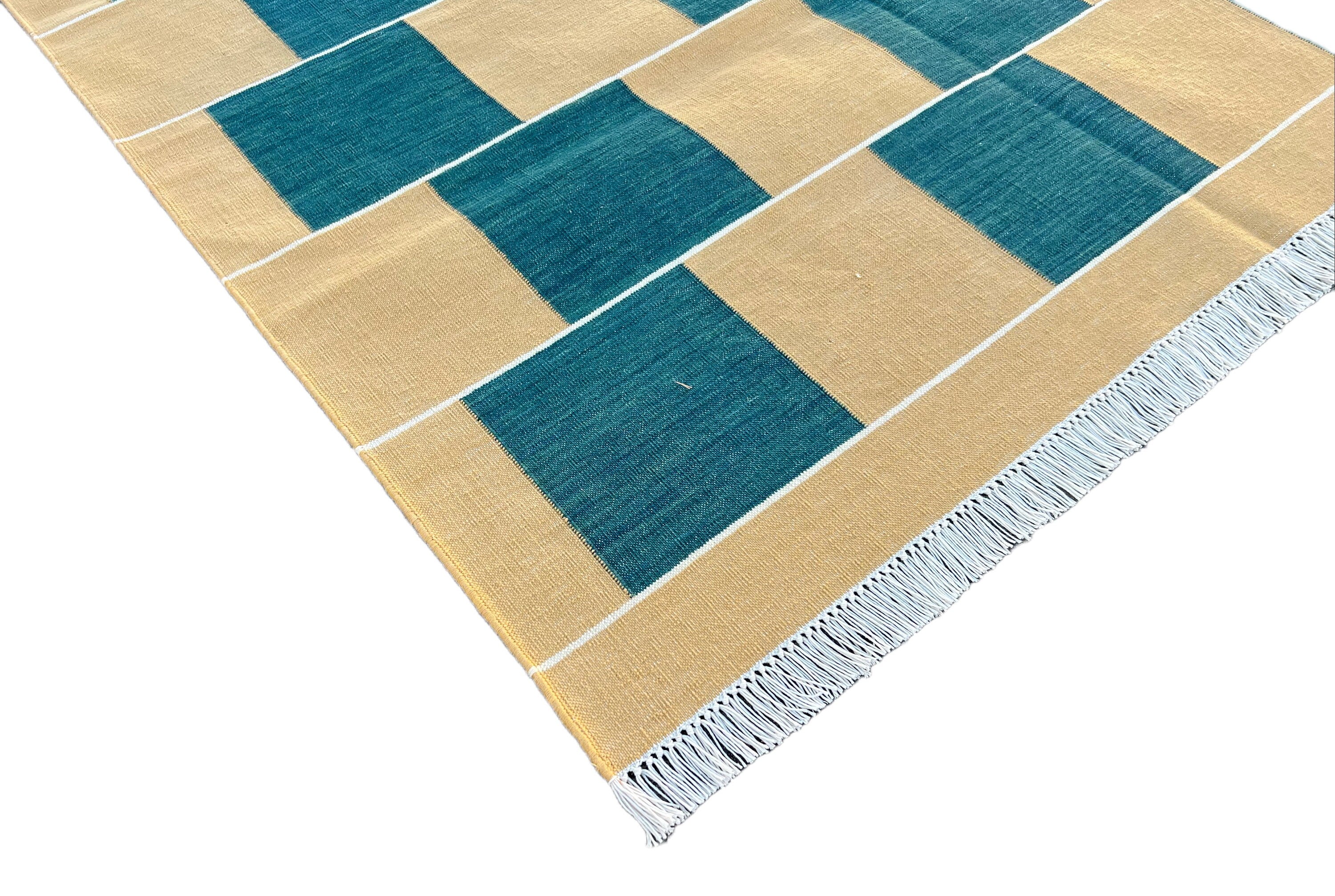 Checked Natural Rug Modern Handmade Cotton Checked Rug – Mohini Creations- Online Store