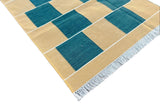 Modern Handmade Cotton Checked Rug