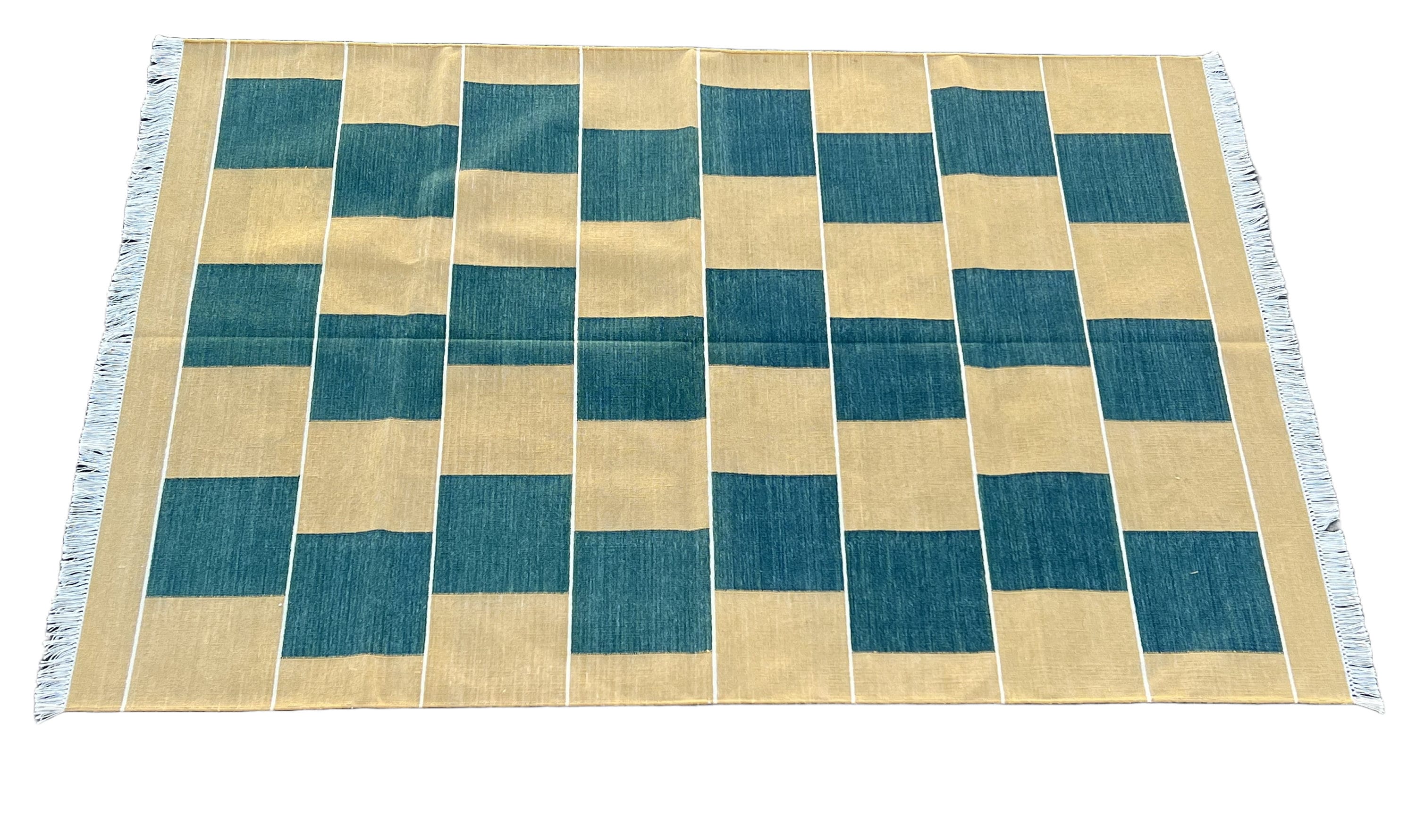 Checked Natural Rug Modern Handmade Cotton Checked Rug – Mohini Creations- Online Store