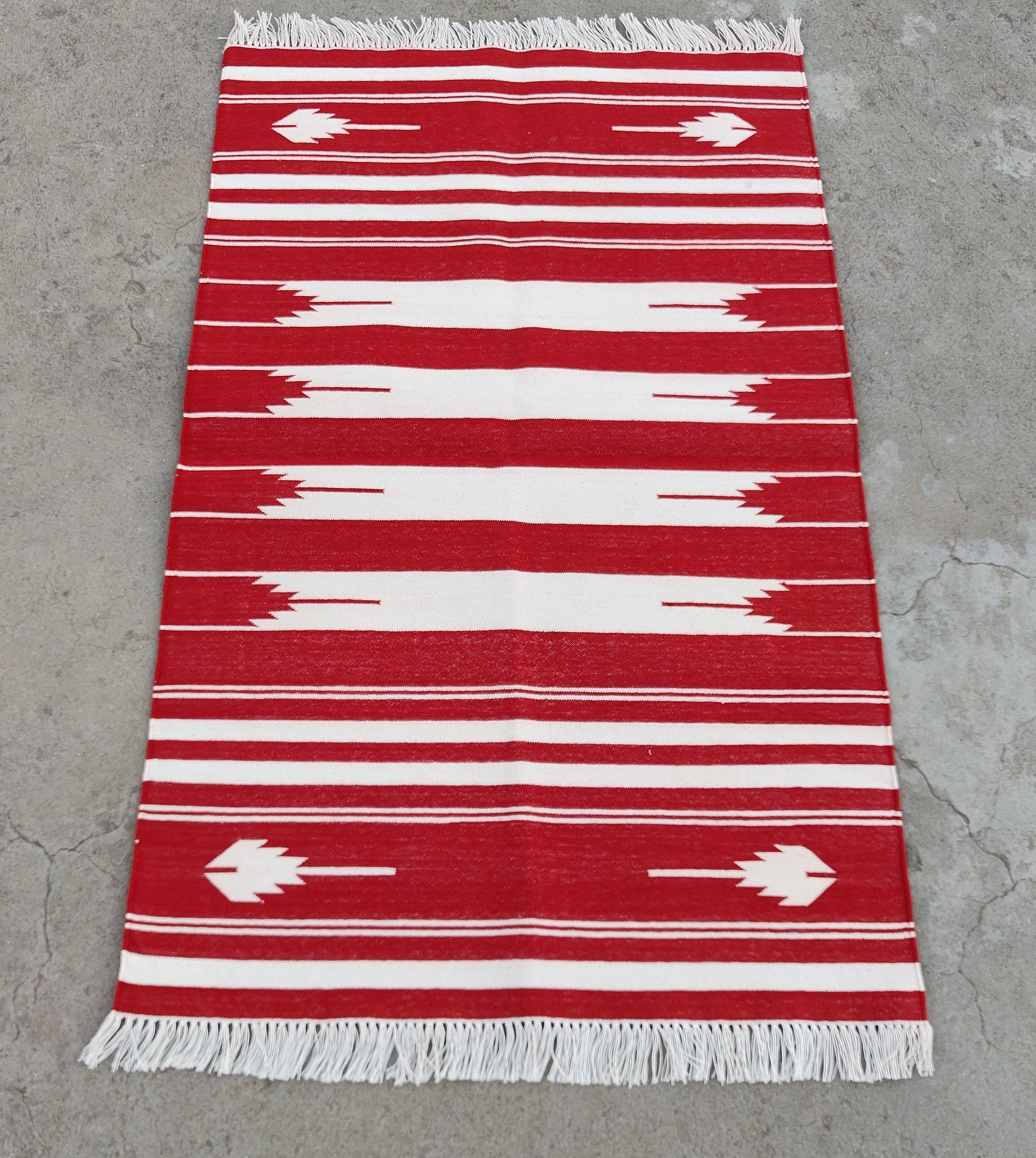 Modern Handmade Cotton Striped Rug