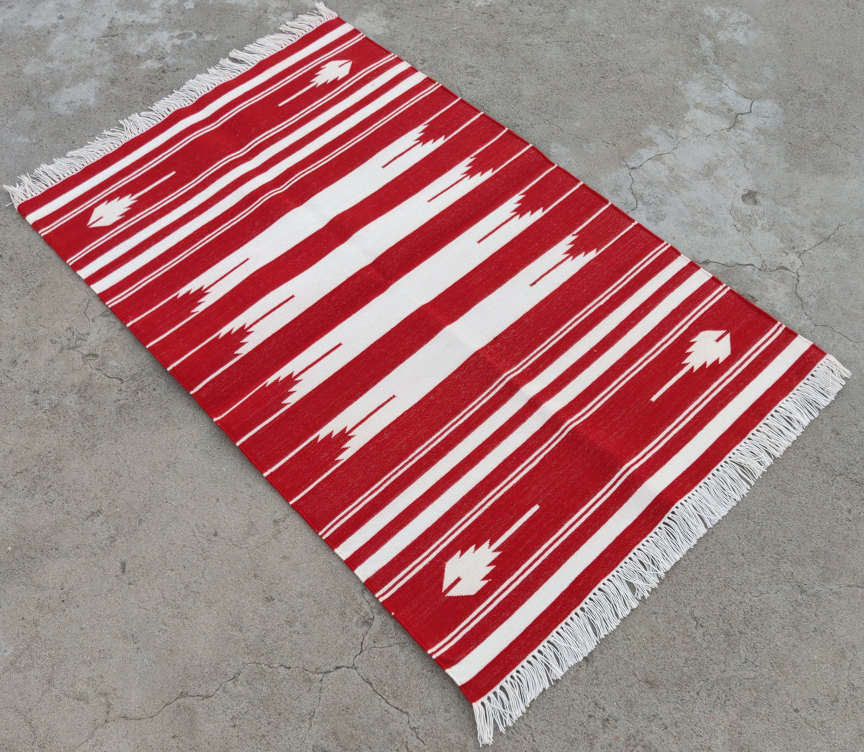 Modern Handmade Cotton Striped Rug