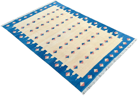 Modern Handmade Cotton Diamond/ Star Rug