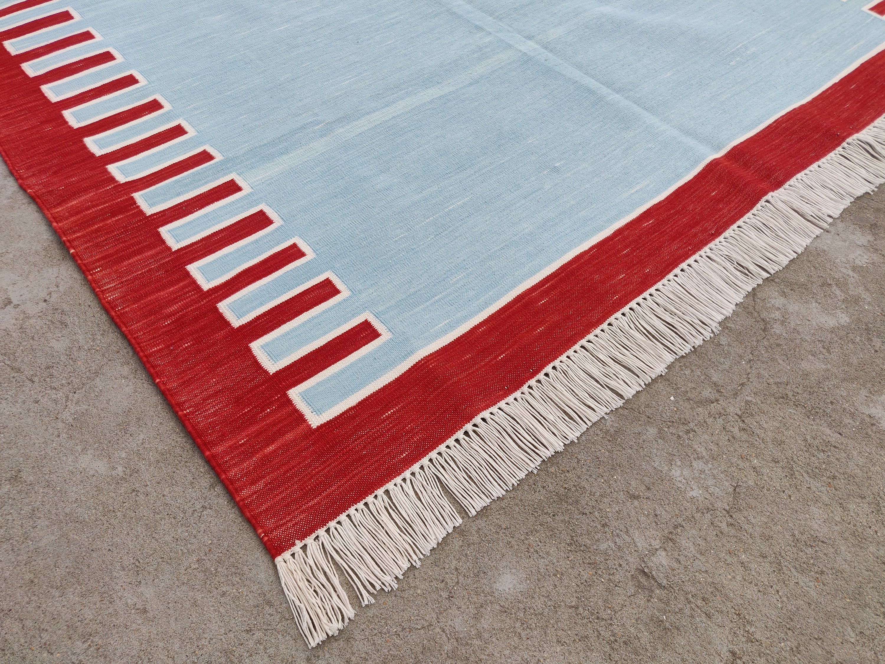 Modern Handmade Cotton Zig Zag Striped Rug