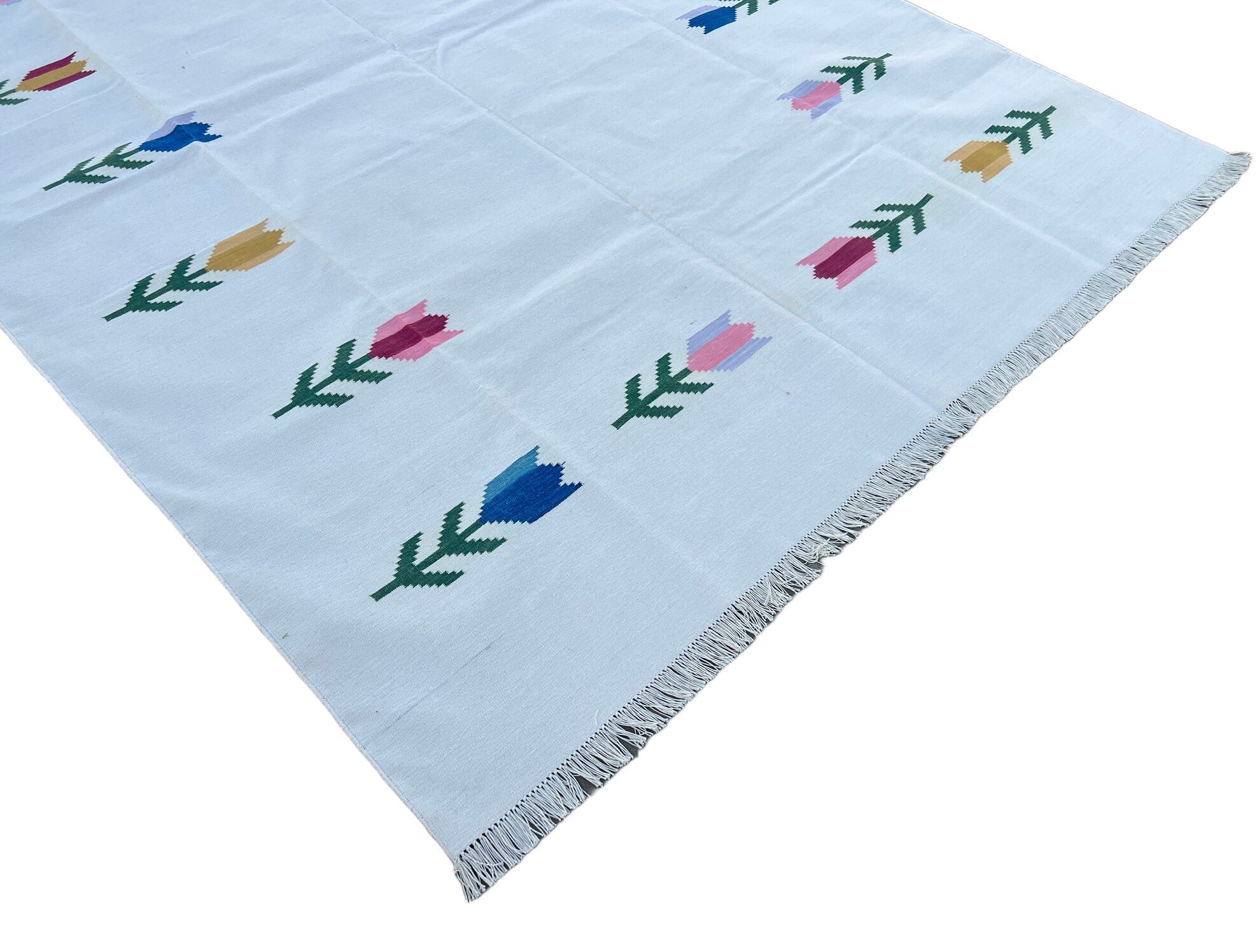 Modern Handmade Cotton Tree Leaf Rug