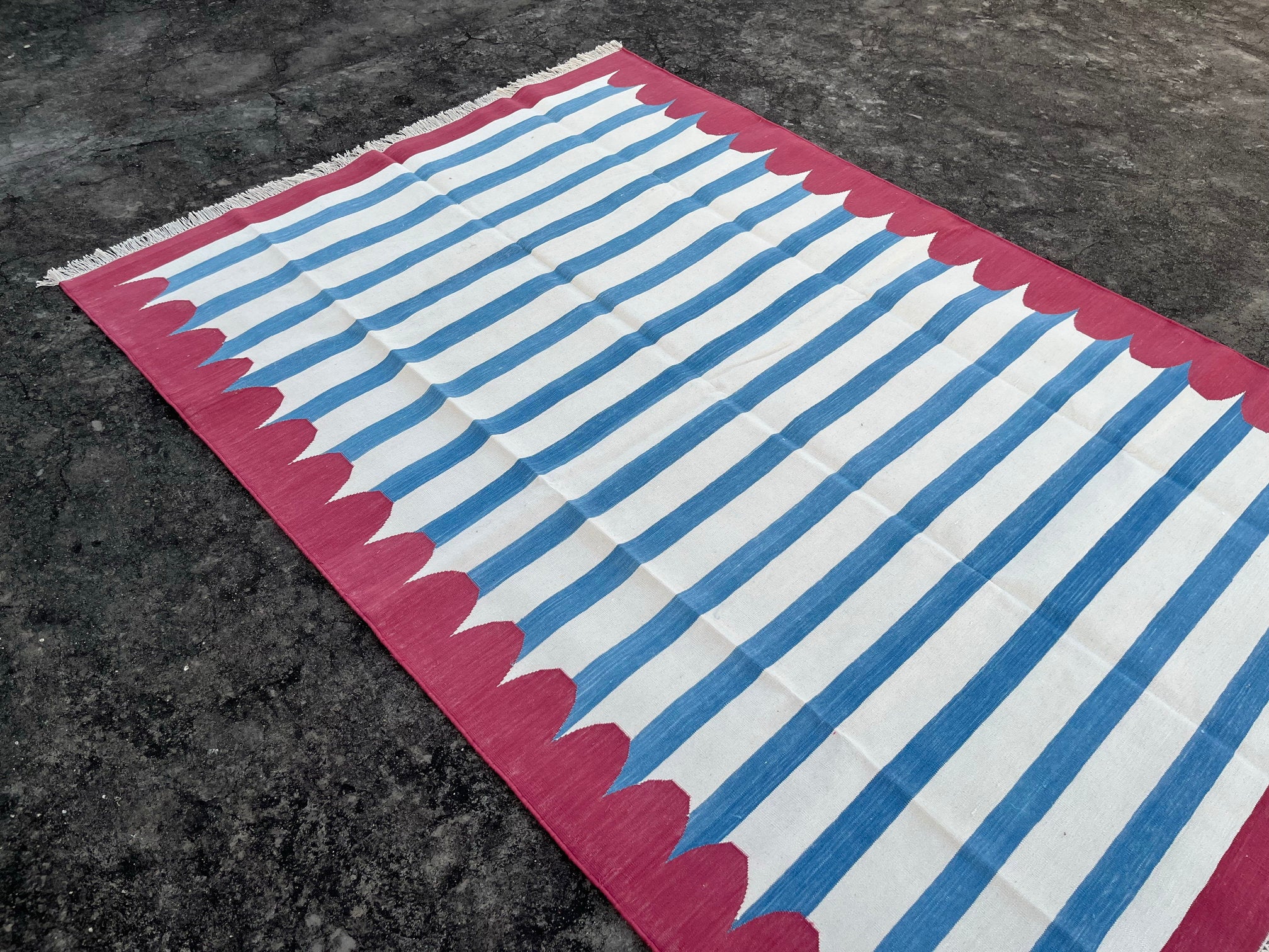 Modern Handmade Cotton Striped Rug