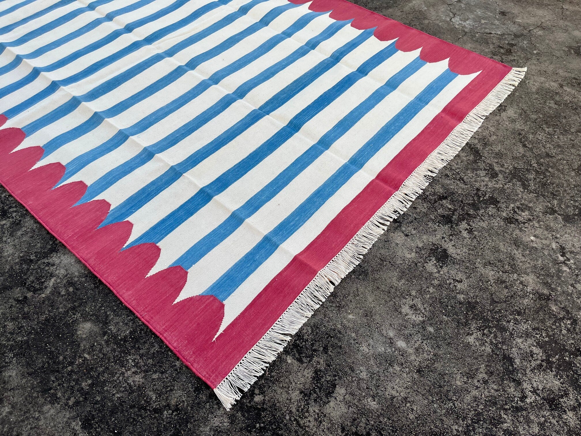 Modern Handmade Cotton Striped Rug