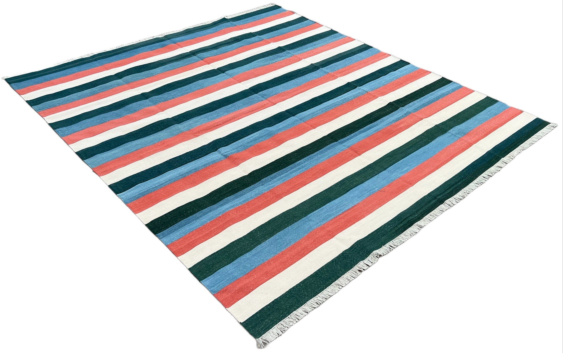 Modern Handmade Cotton Striped Rug