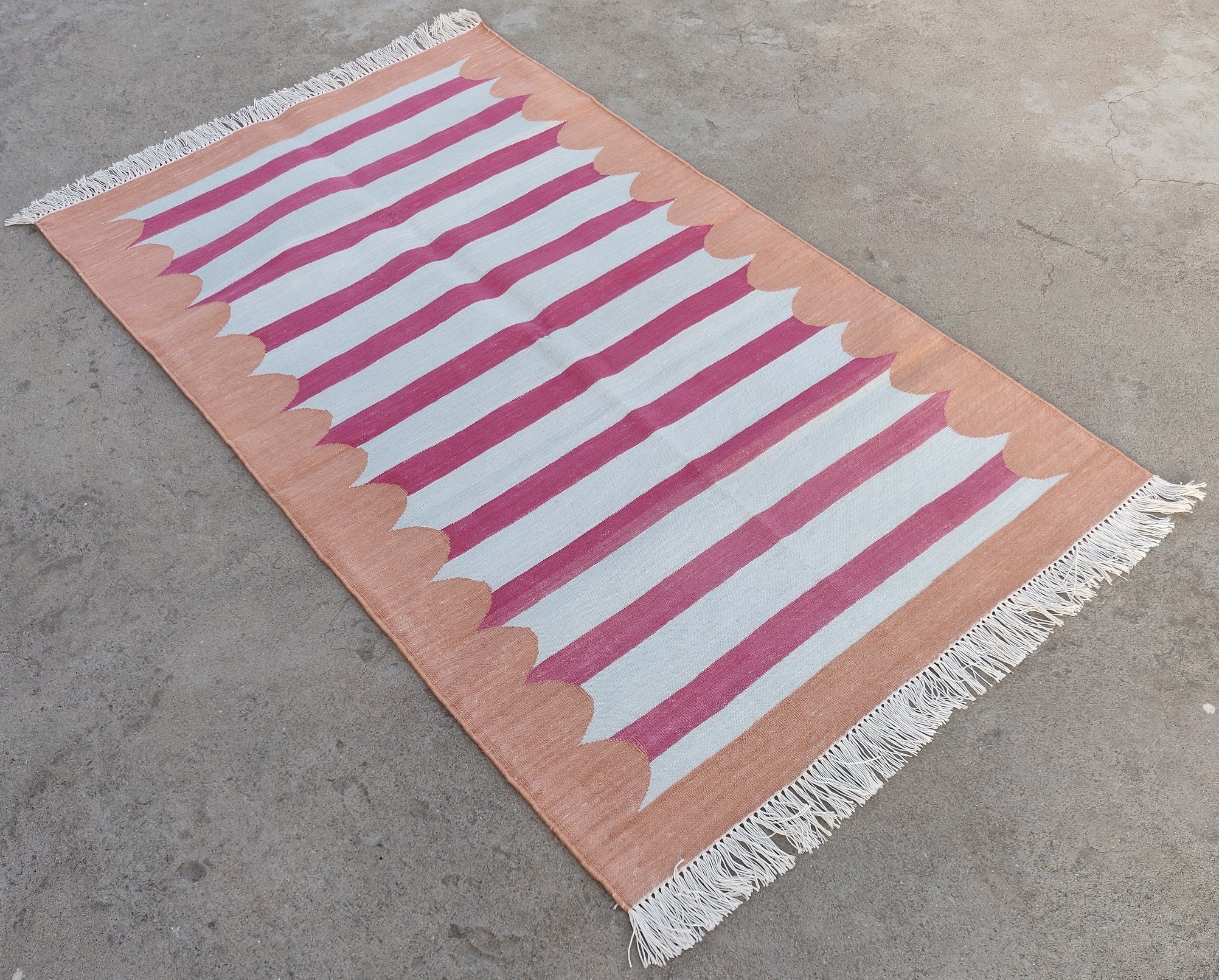 Modern Handmade Cotton Striped Rug