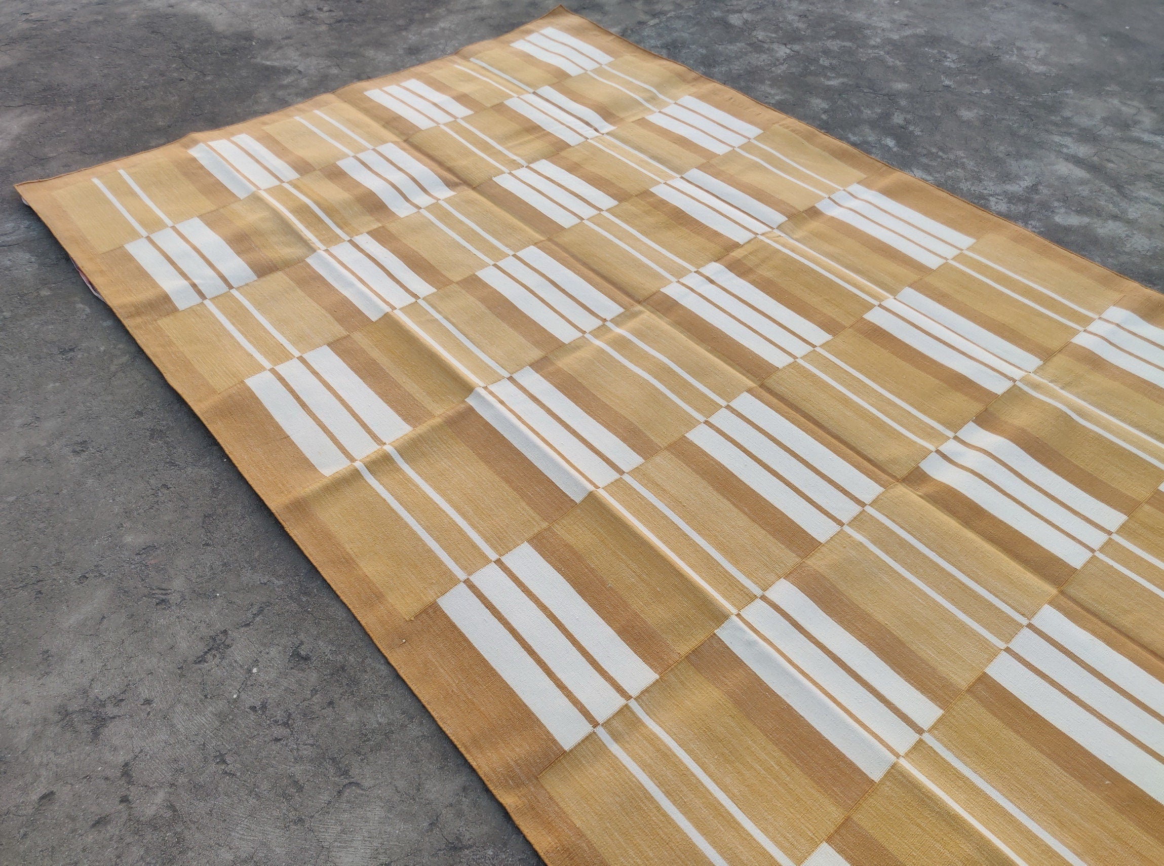 Modern Handmade Cotton Striped Rug