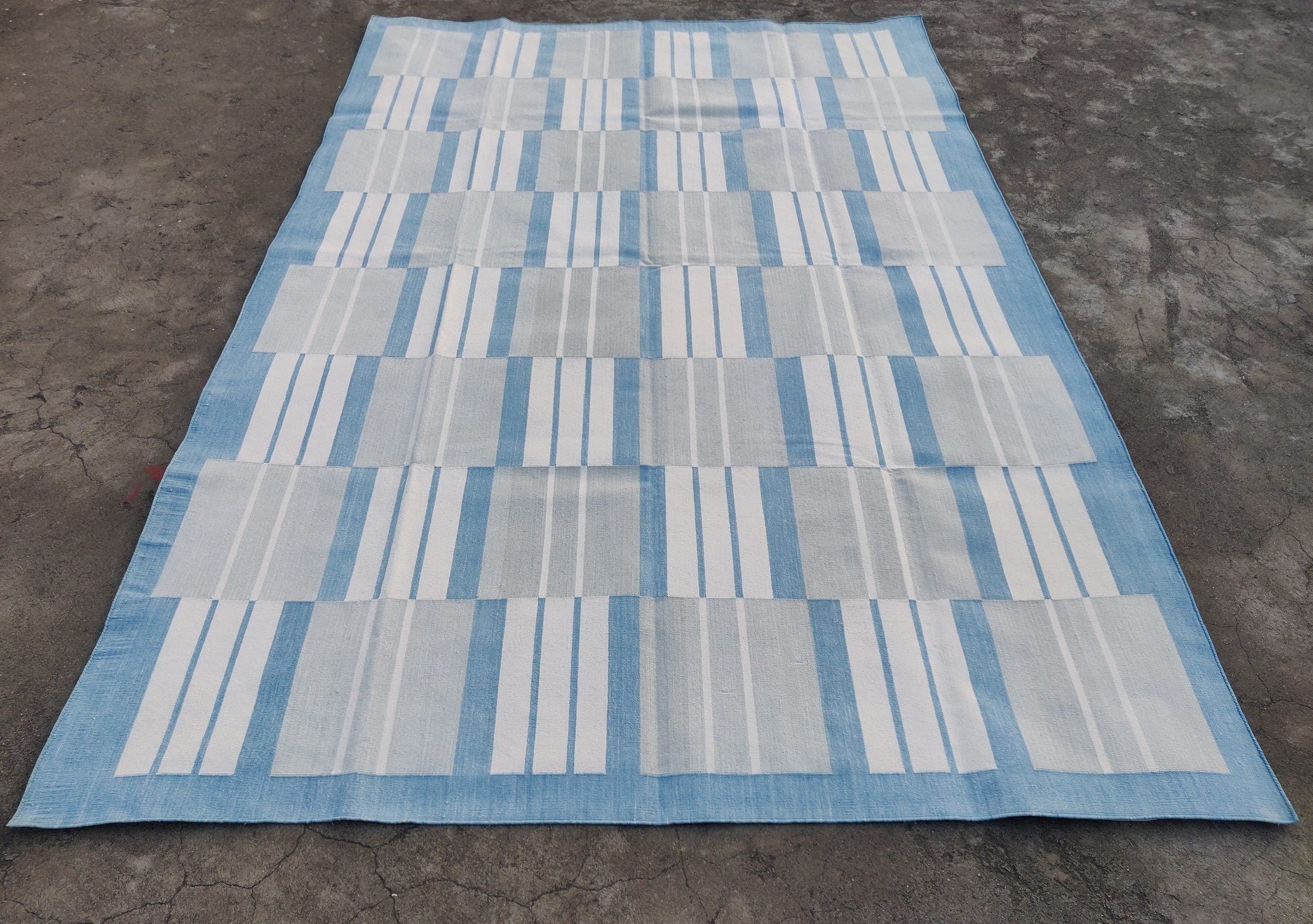 Modern Handmade Cotton Striped Rug