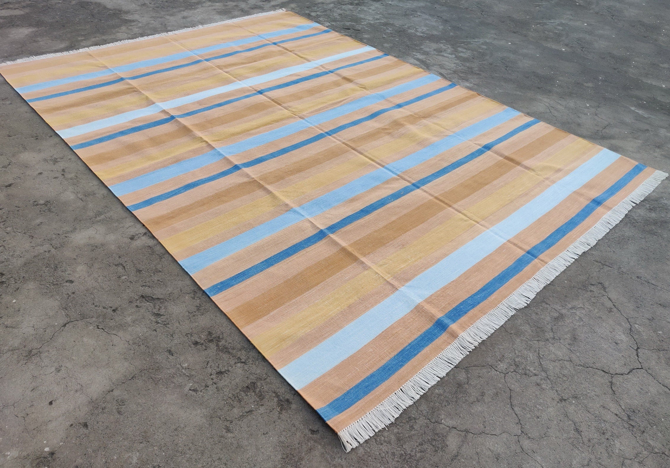 Modern Handmade Cotton Striped Rug