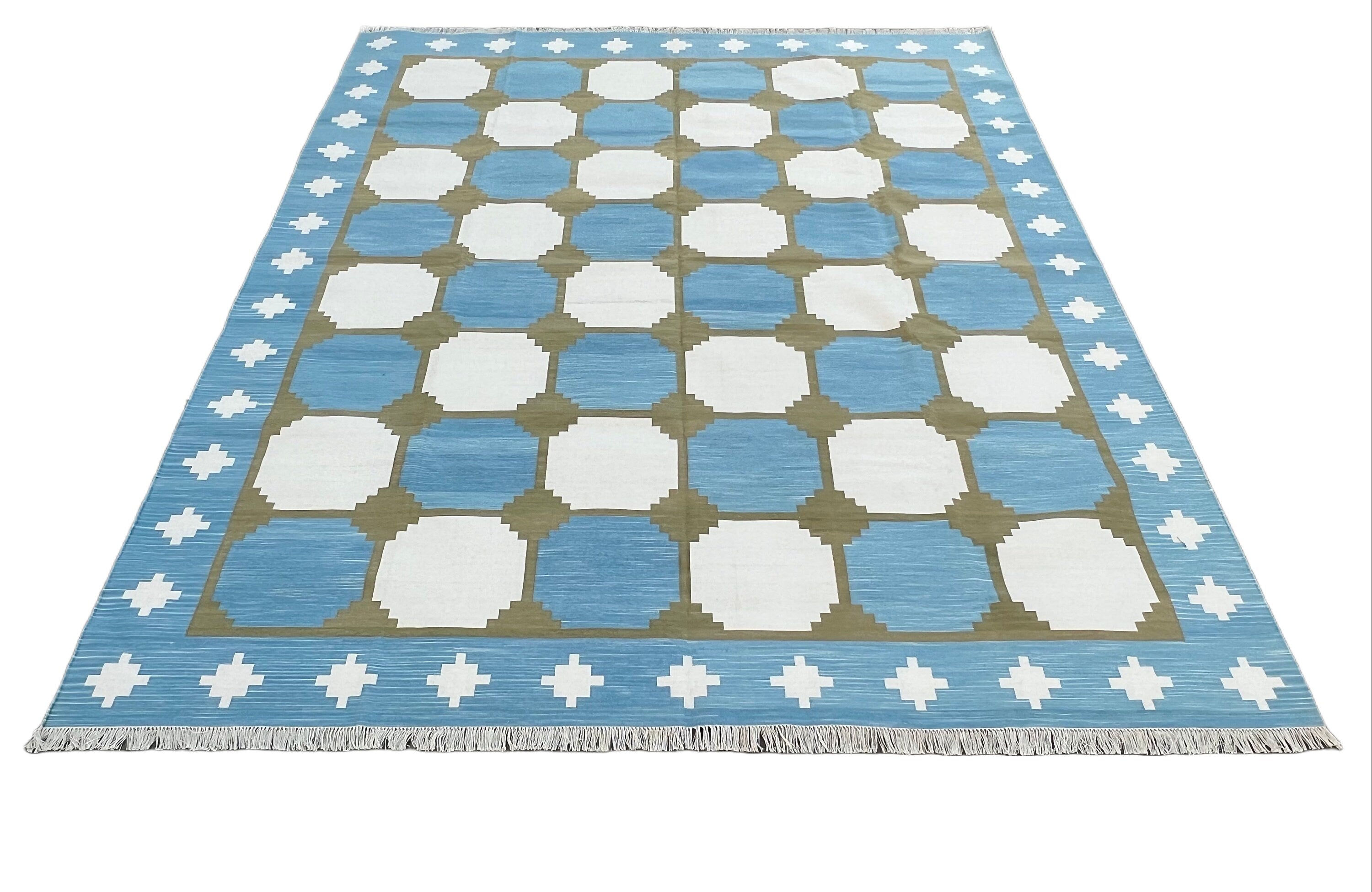 Modern Handmade Cotton Geometric/ Star Rug