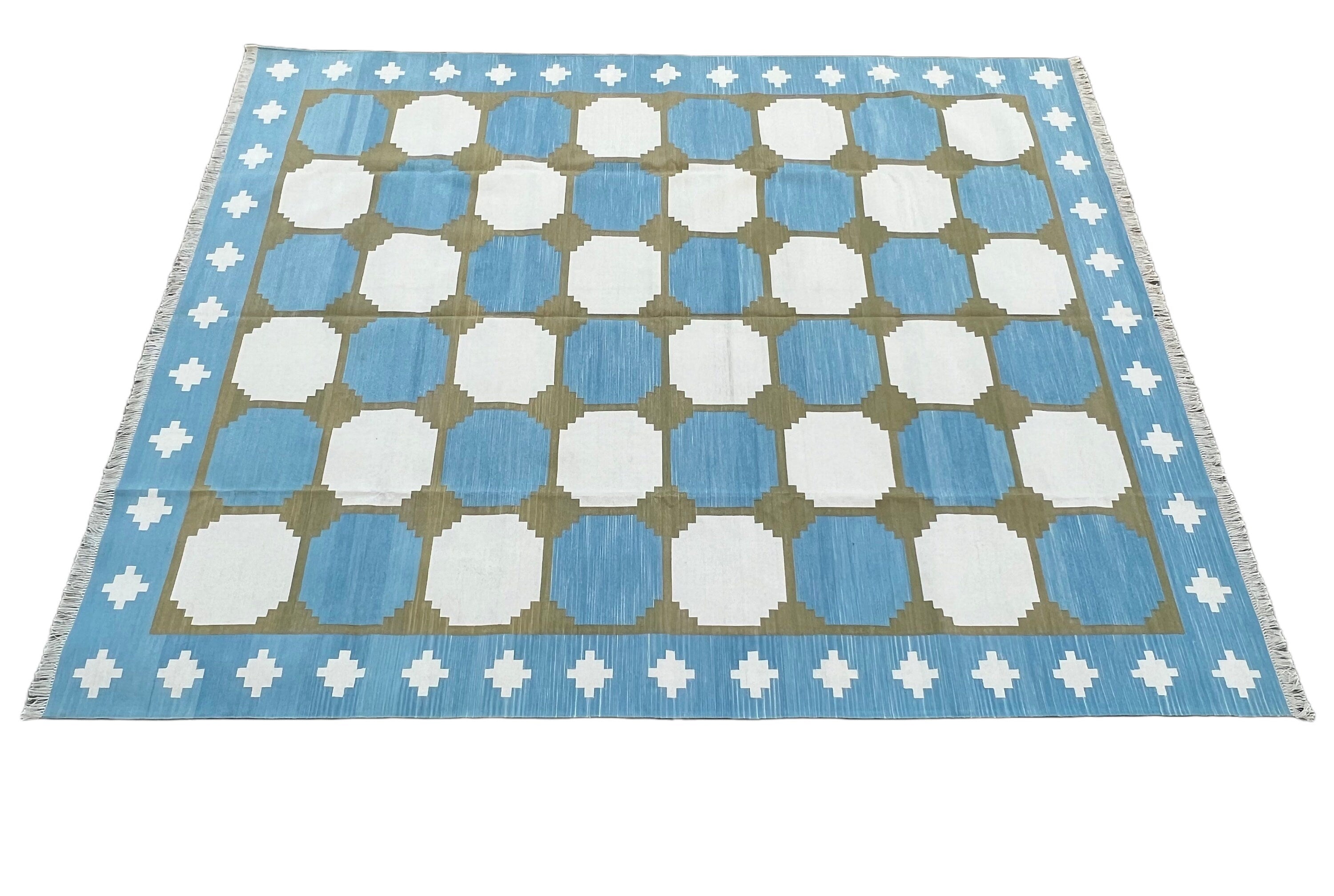 Modern Handmade Cotton Geometric/ Star Rug