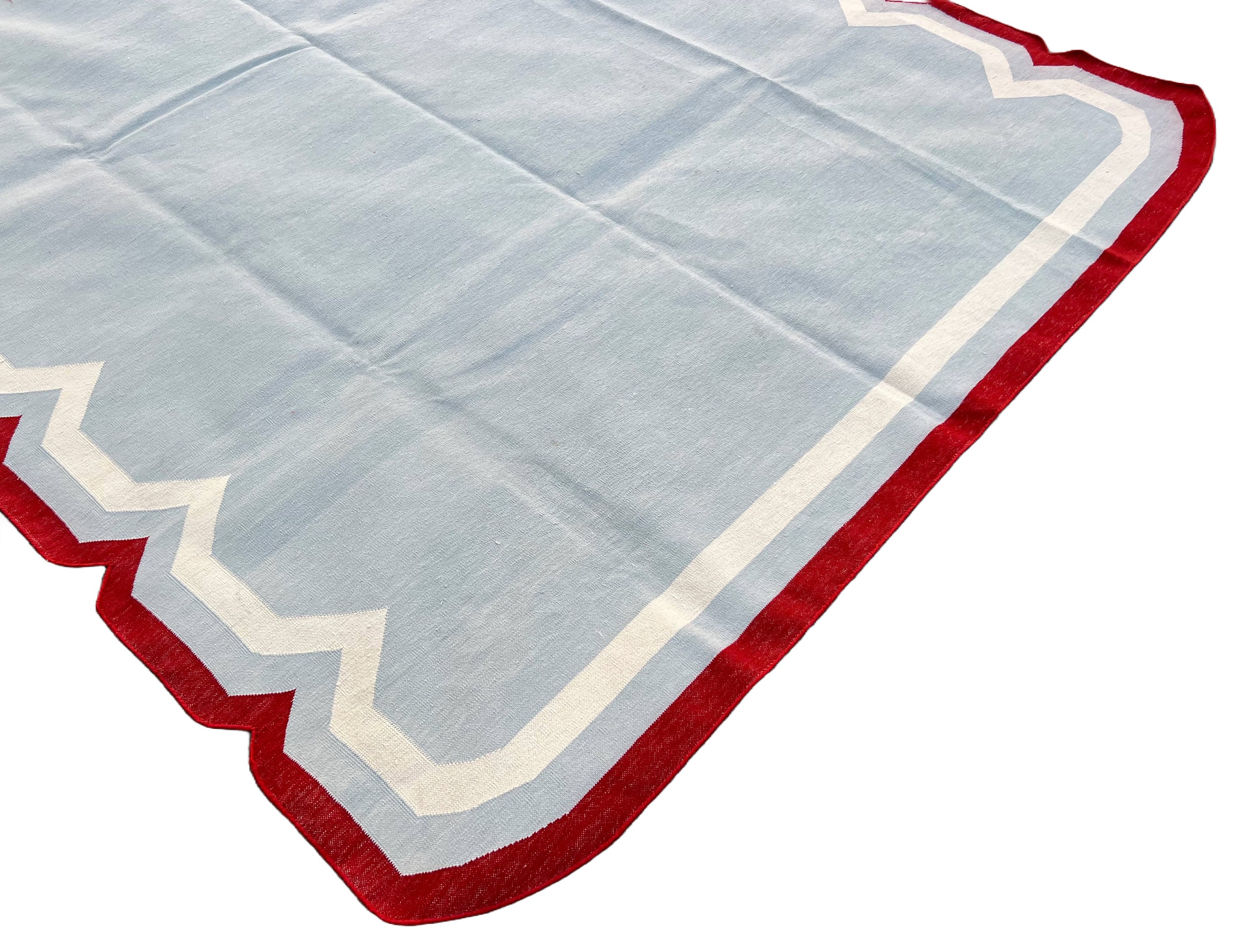 Modern Handmade Cotton Scalloped Rug